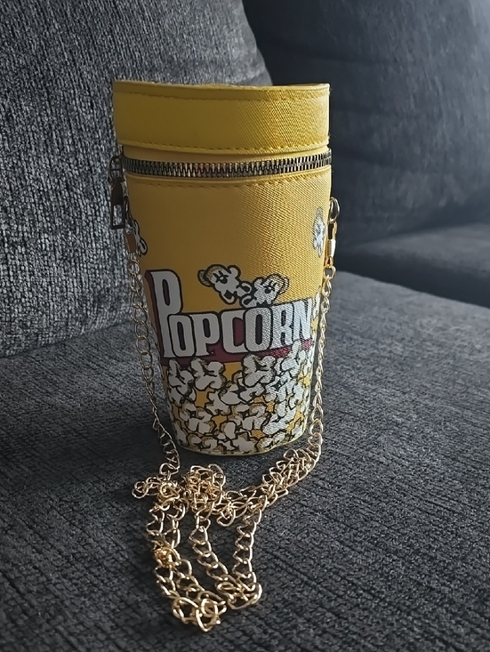 The Unbranded Brand Handbags - Yellow Popcorn Print Crossbody Bag with Gold Chain